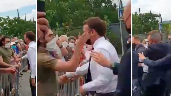 Man slaps French President Emmanuel Macron in the face