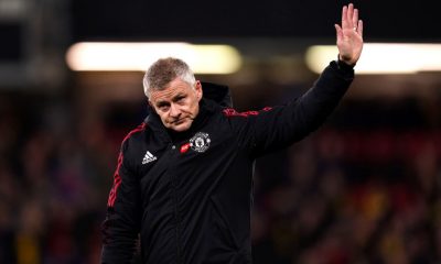 Manchester United manager Ole Gunnar Solskjaer applauds the fans after the final whistle during the Premier League match at Vicarage Road, Watford. (Photo: AFP)