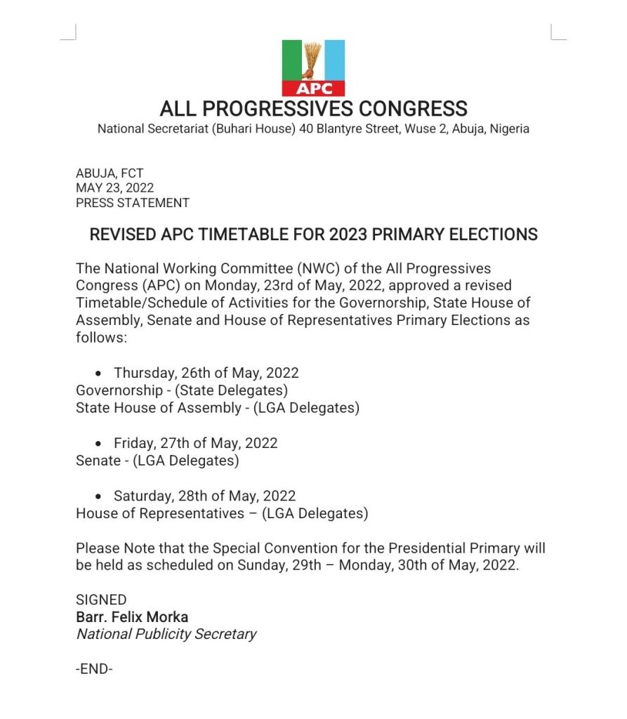 Buhari, Governors, other statutory delegates will not vote as APC adjust timetable again