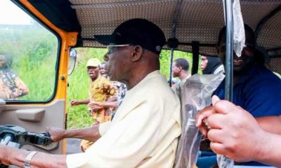 Obasanjo stuns Abeokuta residents, hits the road as ‘Keke’ rider